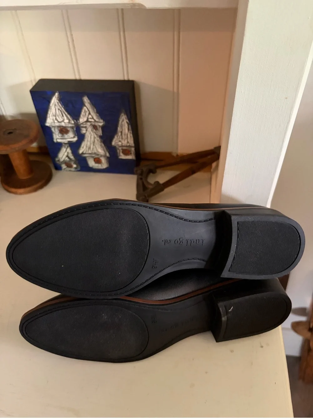 NWOT Women’s Black Slip-On Leather Loafers - Picture 3 of 4